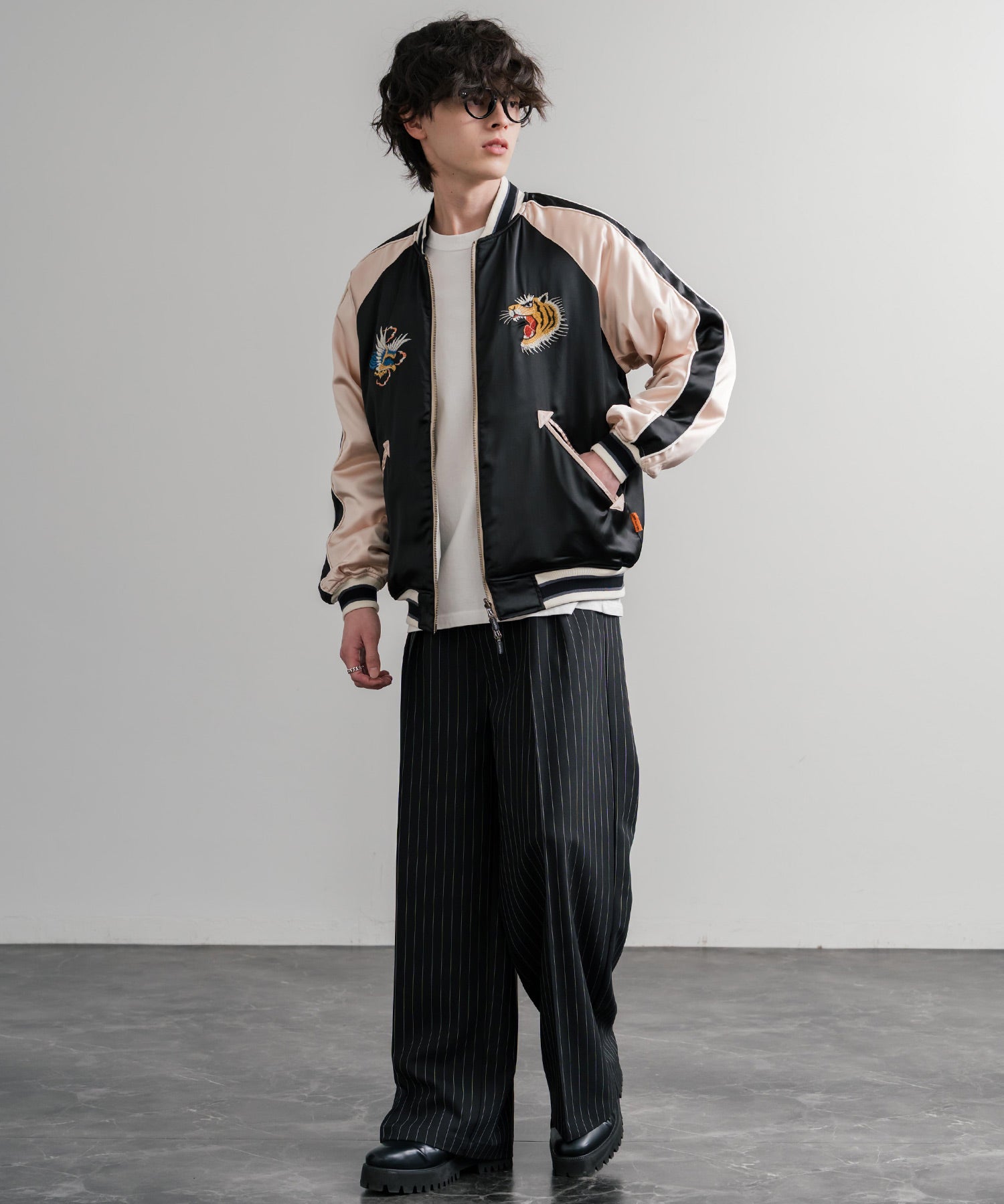 KRIFF MAYER クリフメイヤー スーベニア刺繍ひっくりスカジャン/リバーシブルダブルジップ短丈ブルゾン 2515102 14883