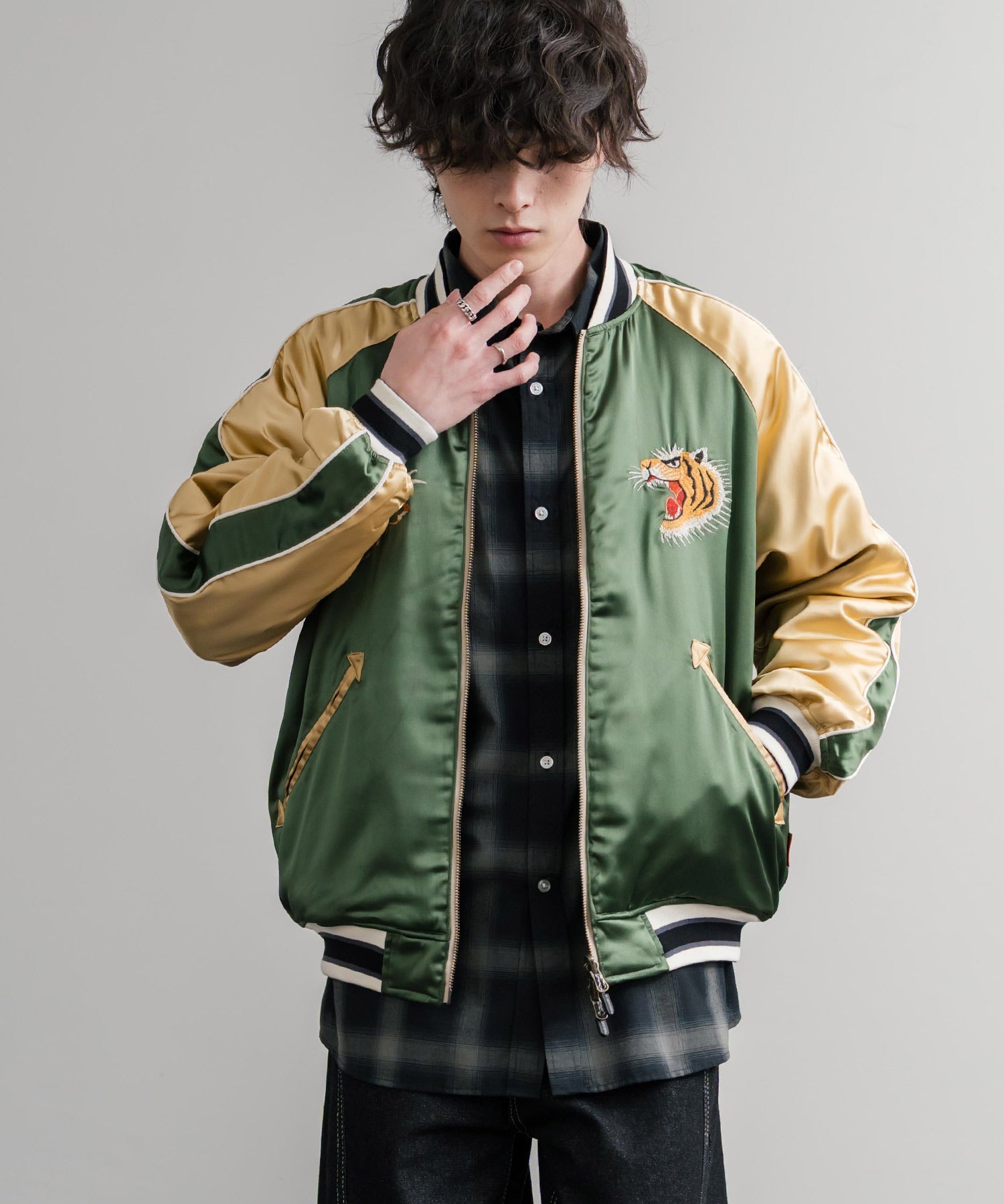 KRIFF MAYER クリフメイヤー スーベニア刺繍ひっくりスカジャン/リバーシブルダブルジップ短丈ブルゾン 2515102 14883