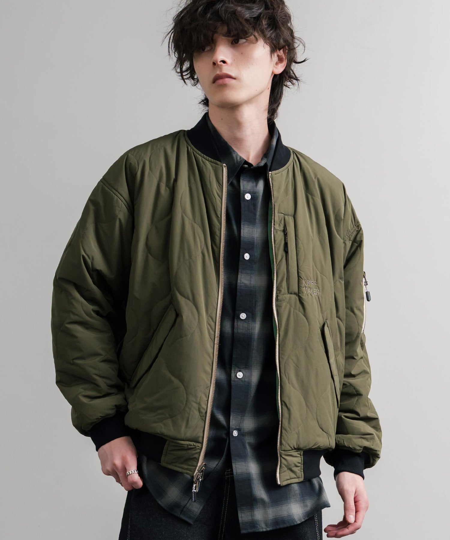 KRIFF MAYER クリフメイヤー スーベニア刺繍ひっくりスカジャン/リバーシブルダブルジップ短丈ブルゾン 2515102 14883