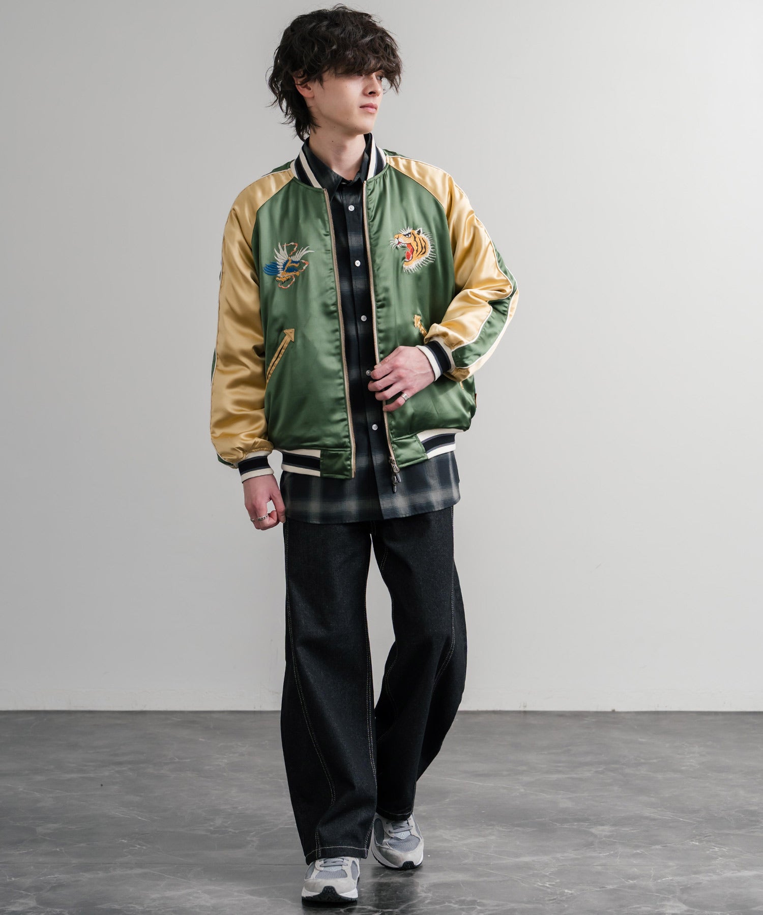 KRIFF MAYER クリフメイヤー スーベニア刺繍ひっくりスカジャン/リバーシブルダブルジップ短丈ブルゾン 2515102 14883