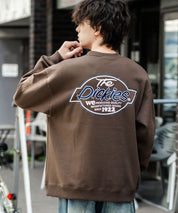 Dickies 裏起毛バックプリント刺繍クルーネック長袖スウェットトレーナー 14886