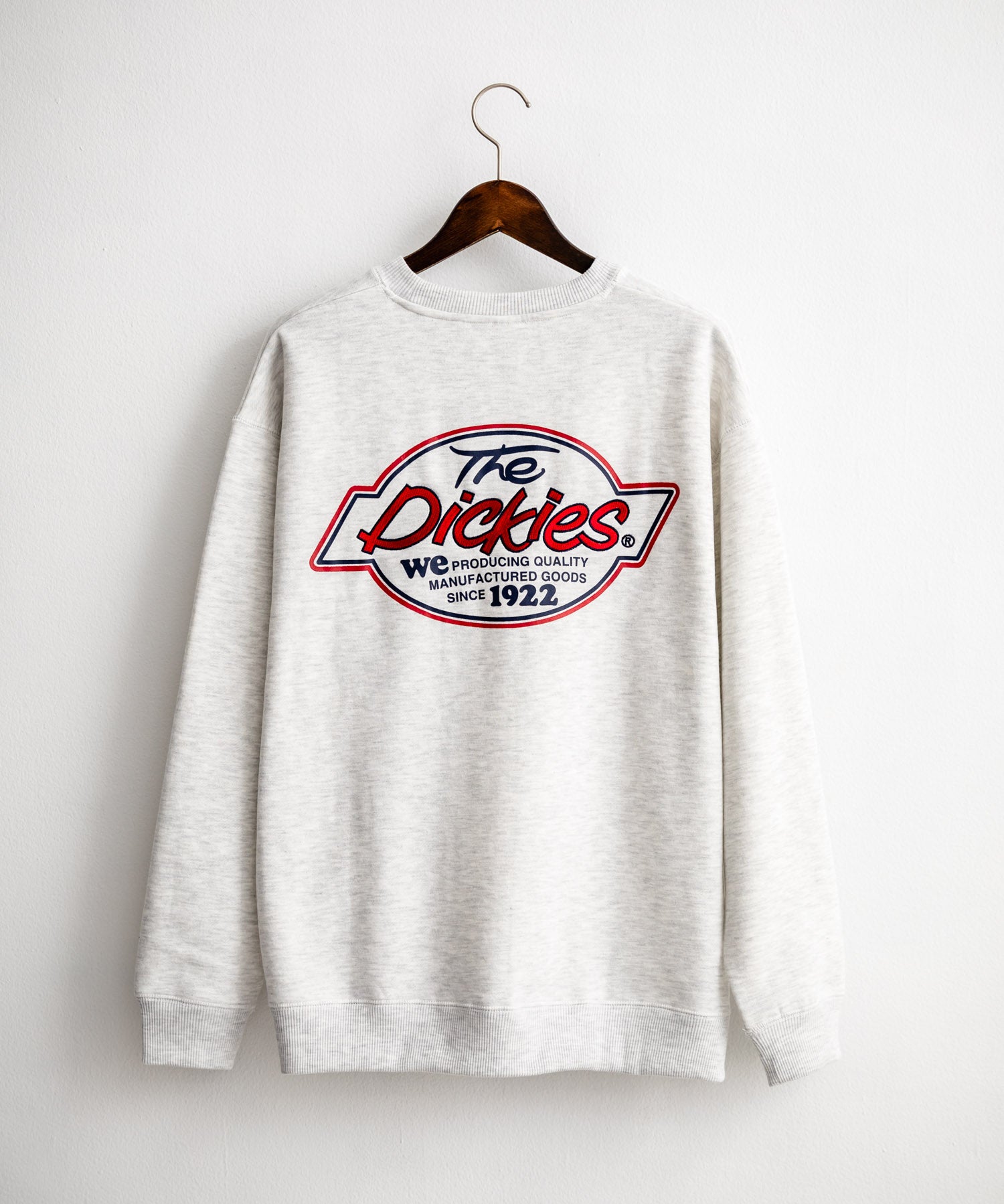 Dickies 裏起毛バックプリント刺繍クルーネック長袖スウェットトレーナー 14886