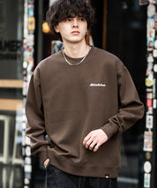 Dickies 裏起毛バックプリント刺繍クルーネック長袖スウェットトレーナー 14886
