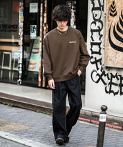 Dickies 裏起毛バックプリント刺繍クルーネック長袖スウェットトレーナー 14886