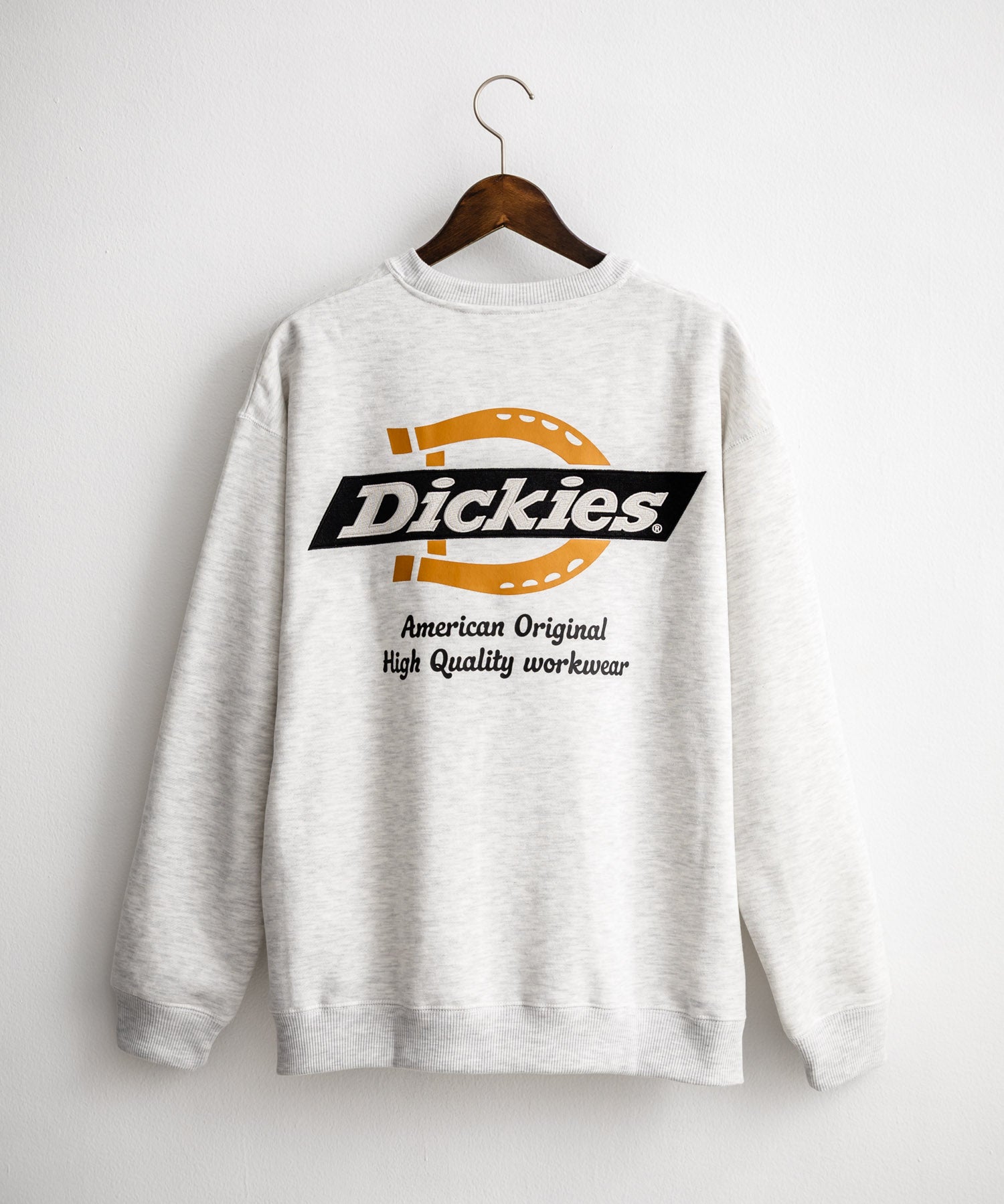 Dickies 裏起毛バックプリント刺繍クルーネック長袖スウェットトレーナー 14886
