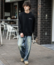 Dickies 裏起毛バックプリント刺繍クルーネック長袖スウェットトレーナー 14886