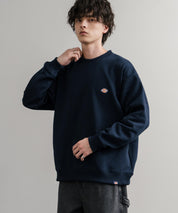 Dickies 裏起毛ワンポイントロゴワッペンクルーネック長袖スウェットトレーナー 14887