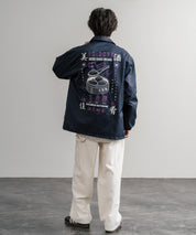 YOIDORE 酔いどれ × 京鼎樓 ジンディンロウ コラボ オーバーサイズ小籠包と酒刺繍コーチジャケット 14889