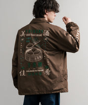 YOIDORE 酔いどれ × 京鼎樓 ジンディンロウ コラボ オーバーサイズ小籠包と酒刺繍コーチジャケット 14889