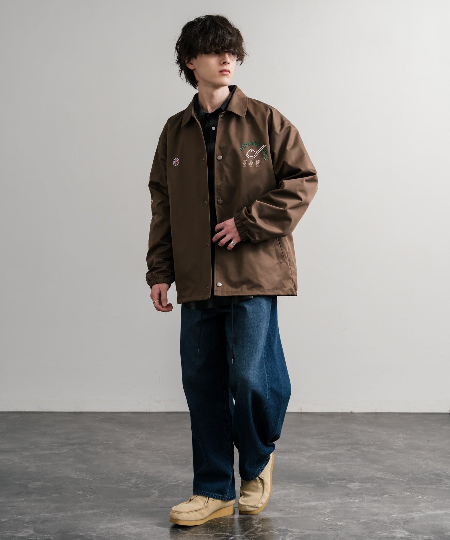 YOIDORE 酔いどれ × 京鼎樓 ジンディンロウ コラボ オーバーサイズ小籠包と酒刺繍コーチジャケット 14889