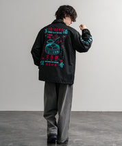 YOIDORE 酔いどれ × 京鼎樓 ジンディンロウ コラボ オーバーサイズ小籠包と酒刺繍コーチジャケット 14889