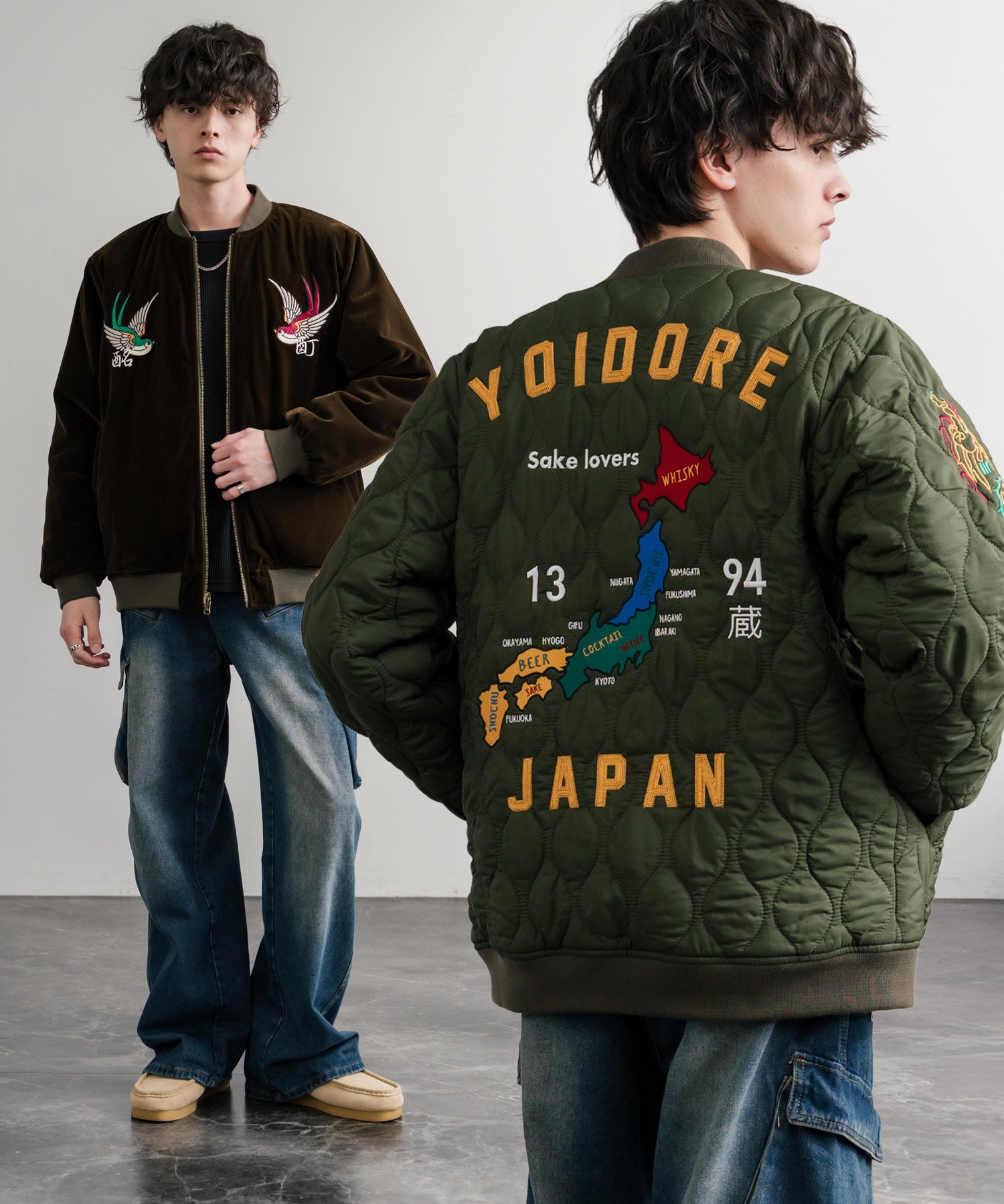 YOIDORE 酔いどれ スーベニア刺繍キルティング2wayリバーシブルジャケット 14890