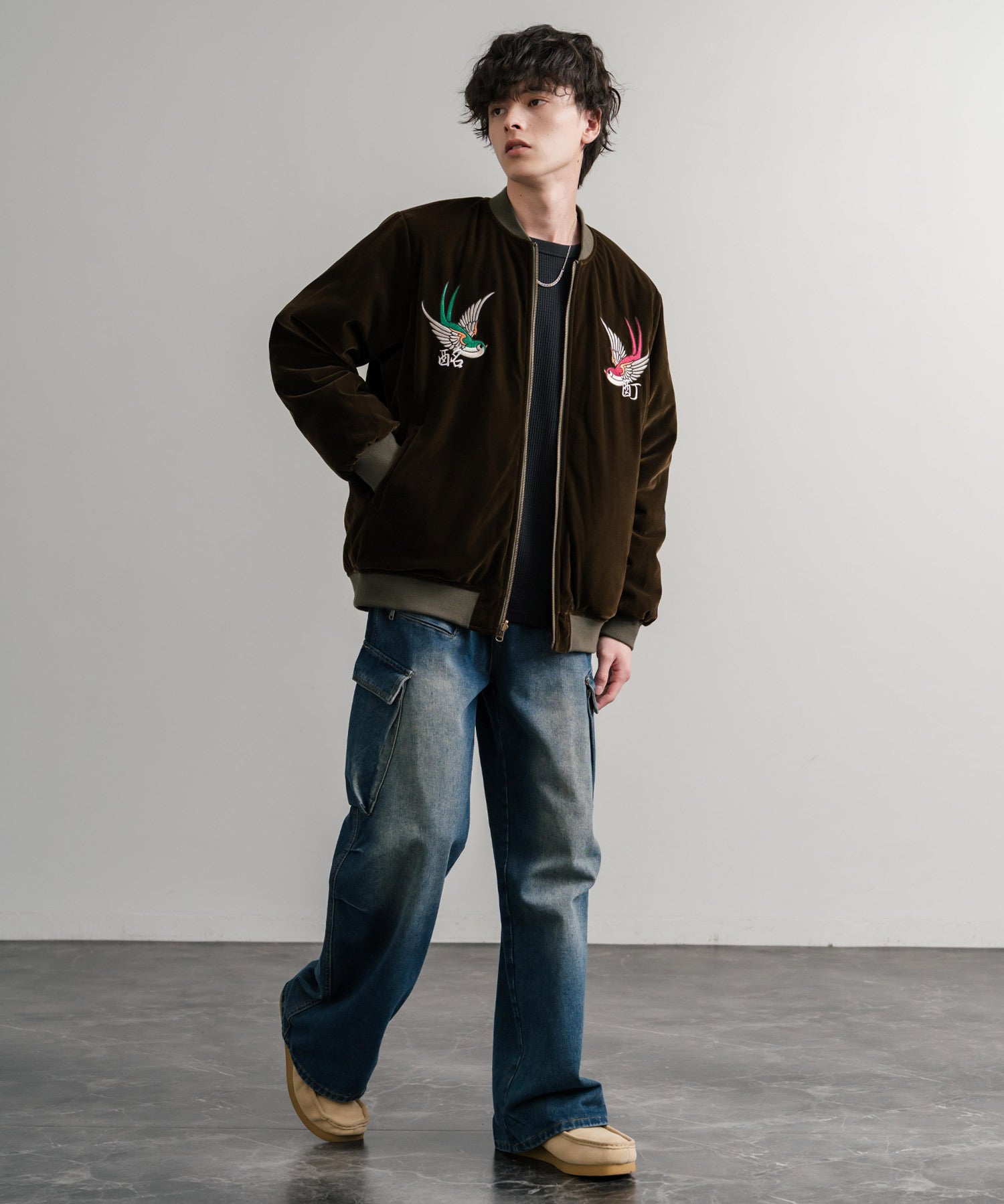 YOIDORE 酔いどれ スーベニア刺繍キルティング2wayリバーシブルジャケット 14890