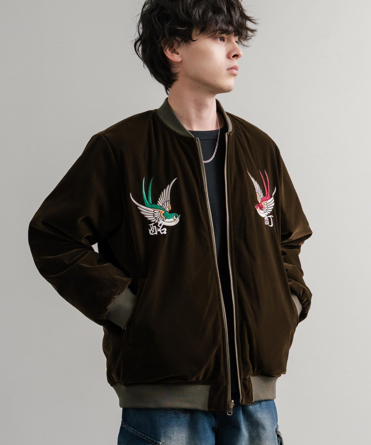 YOIDORE 酔いどれ スーベニア刺繍キルティング2wayリバーシブルジャケット 14890