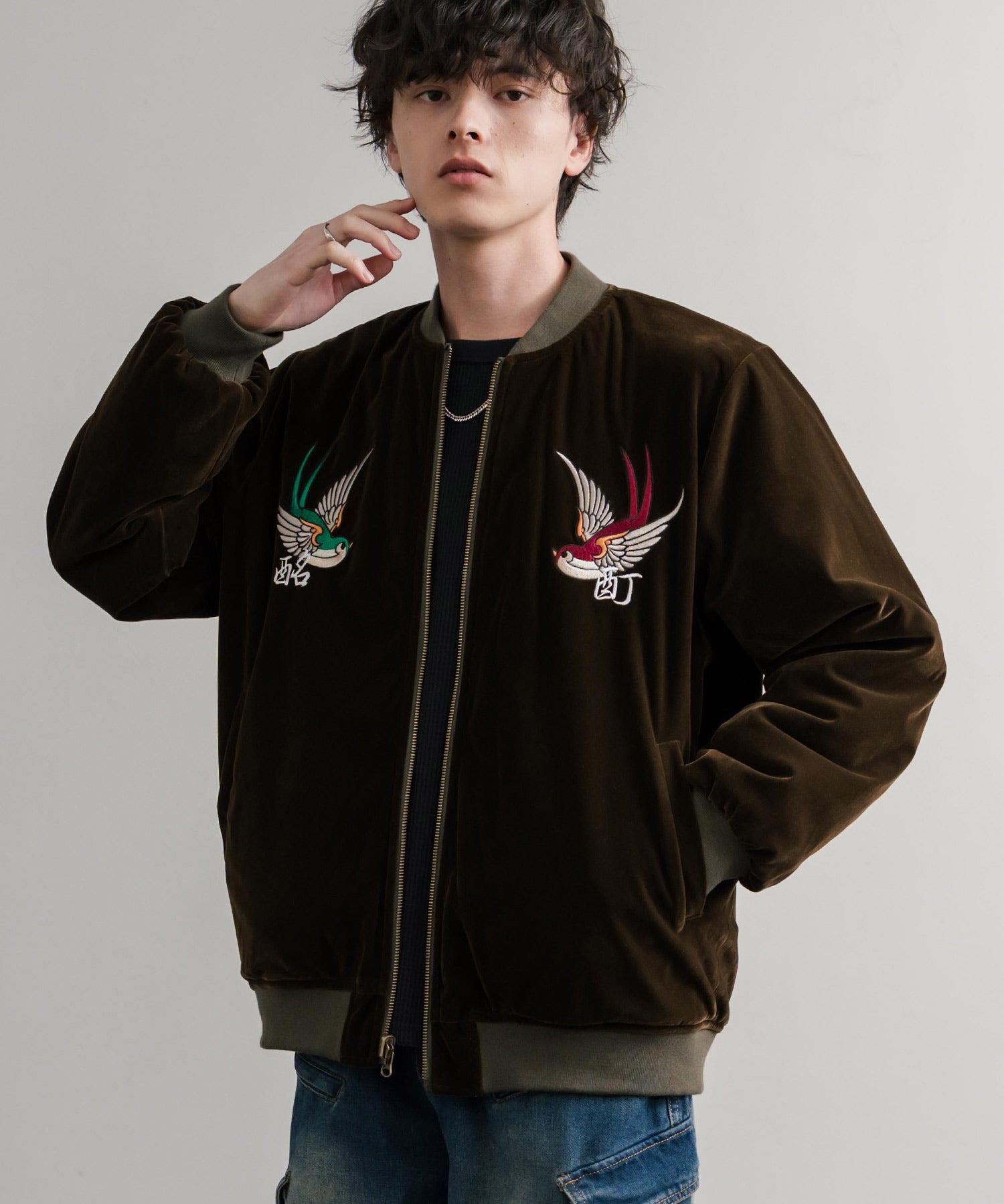 YOIDORE 酔いどれ スーベニア刺繍キルティング2wayリバーシブルジャケット 14890