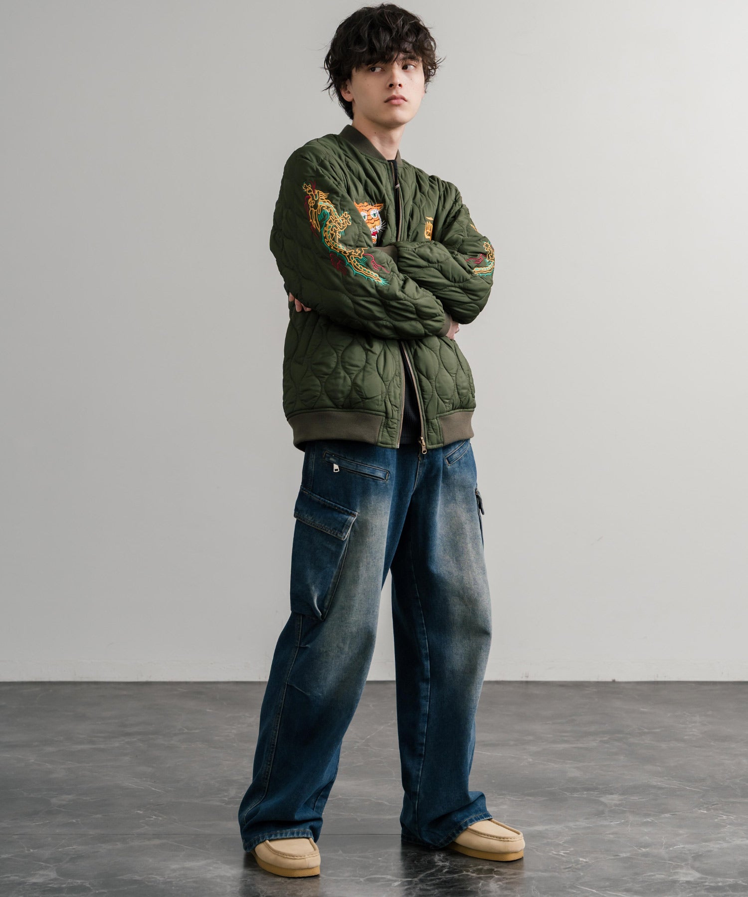 YOIDORE 酔いどれ スーベニア刺繍キルティング2wayリバーシブルジャケット 14890