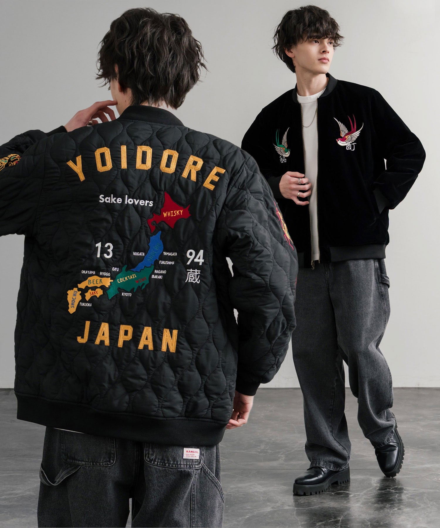 YOIDORE 酔いどれ スーベニア刺繍キルティング2wayリバーシブルジャケット 14890