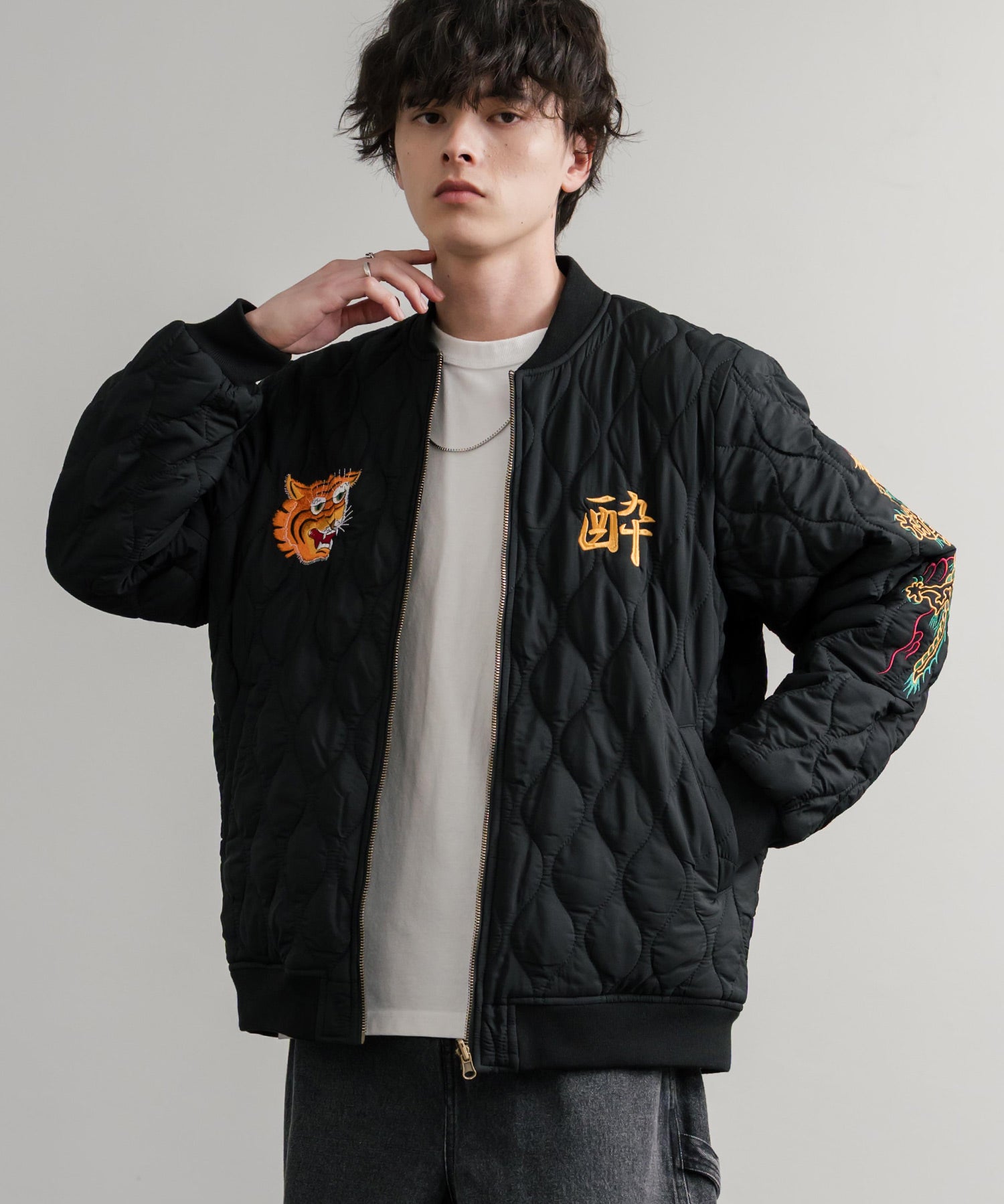 YOIDORE 酔いどれ スーベニア刺繍キルティング2wayリバーシブルジャケット 14890