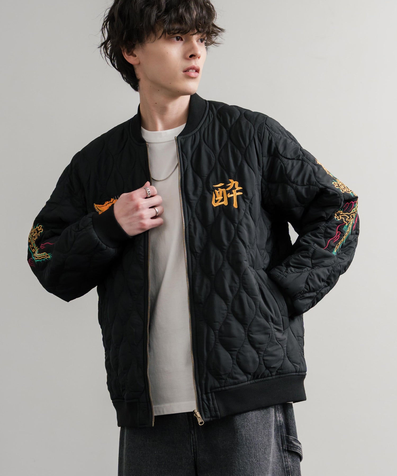 YOIDORE 酔いどれ スーベニア刺繍キルティング2wayリバーシブルジャケット 14890