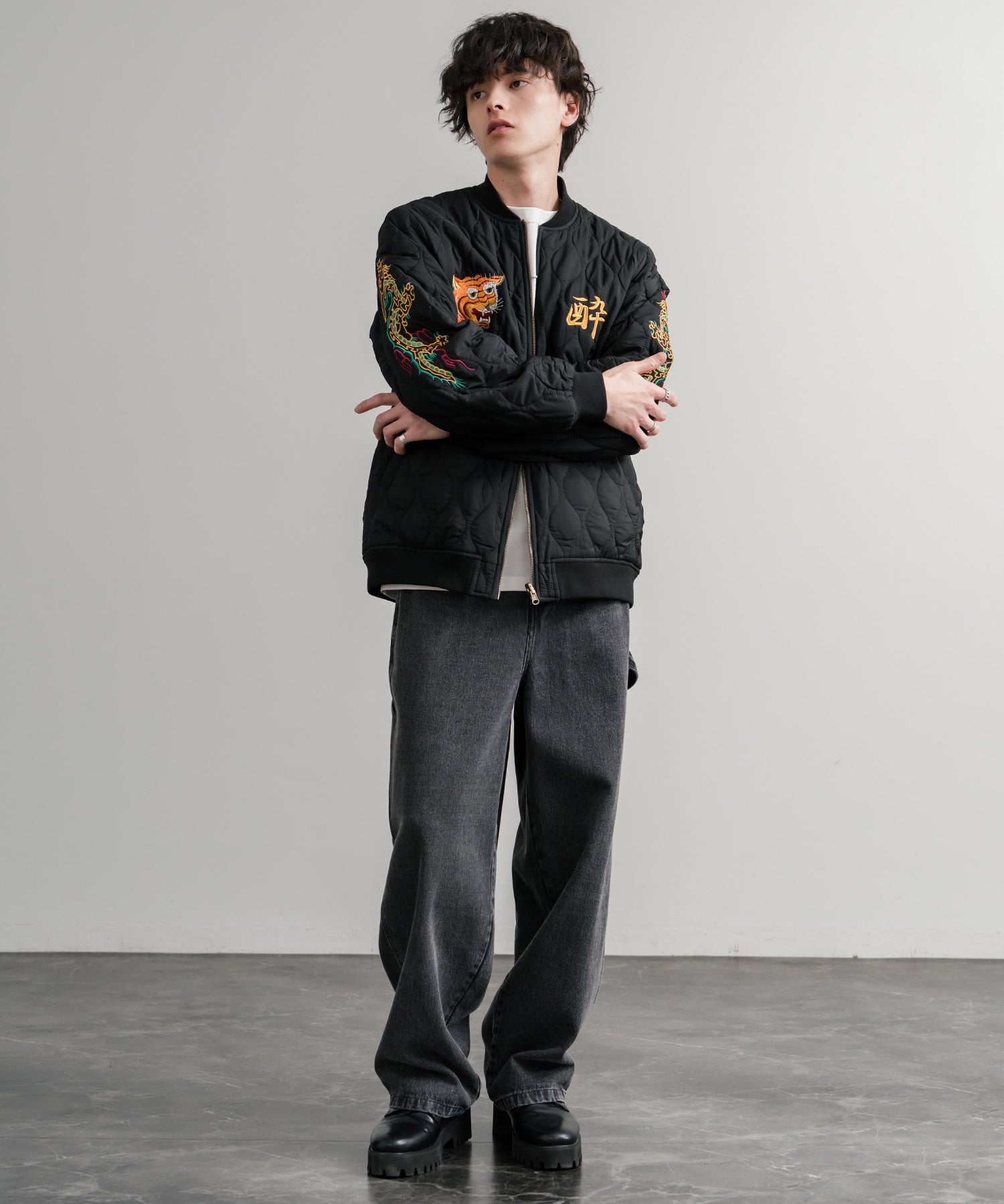 YOIDORE 酔いどれ スーベニア刺繍キルティング2wayリバーシブルジャケット 14890