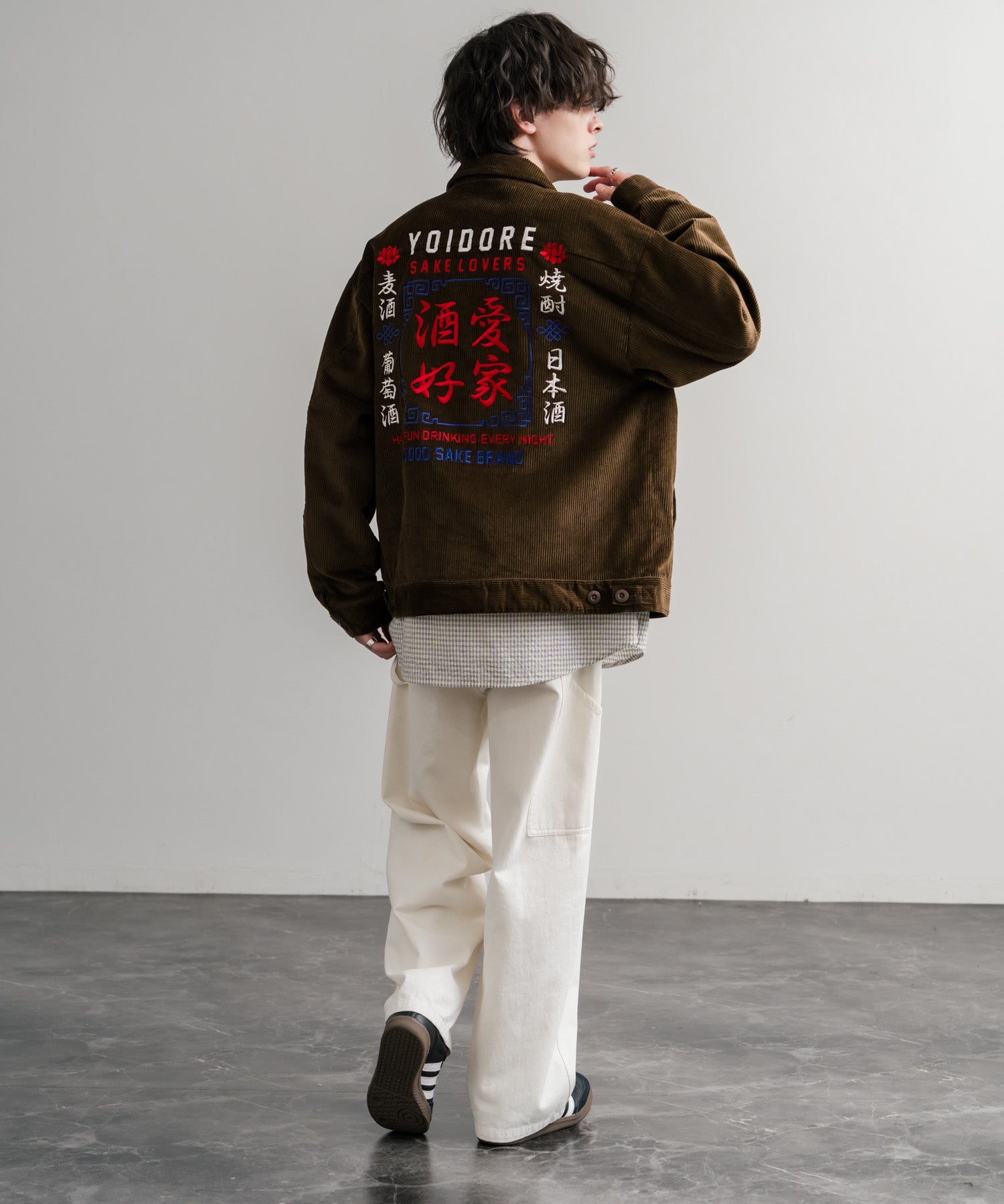 YOIDORE 酔いどれ 酒愛好家刺繍オーバーサイズコーデュロイジャケット 14891