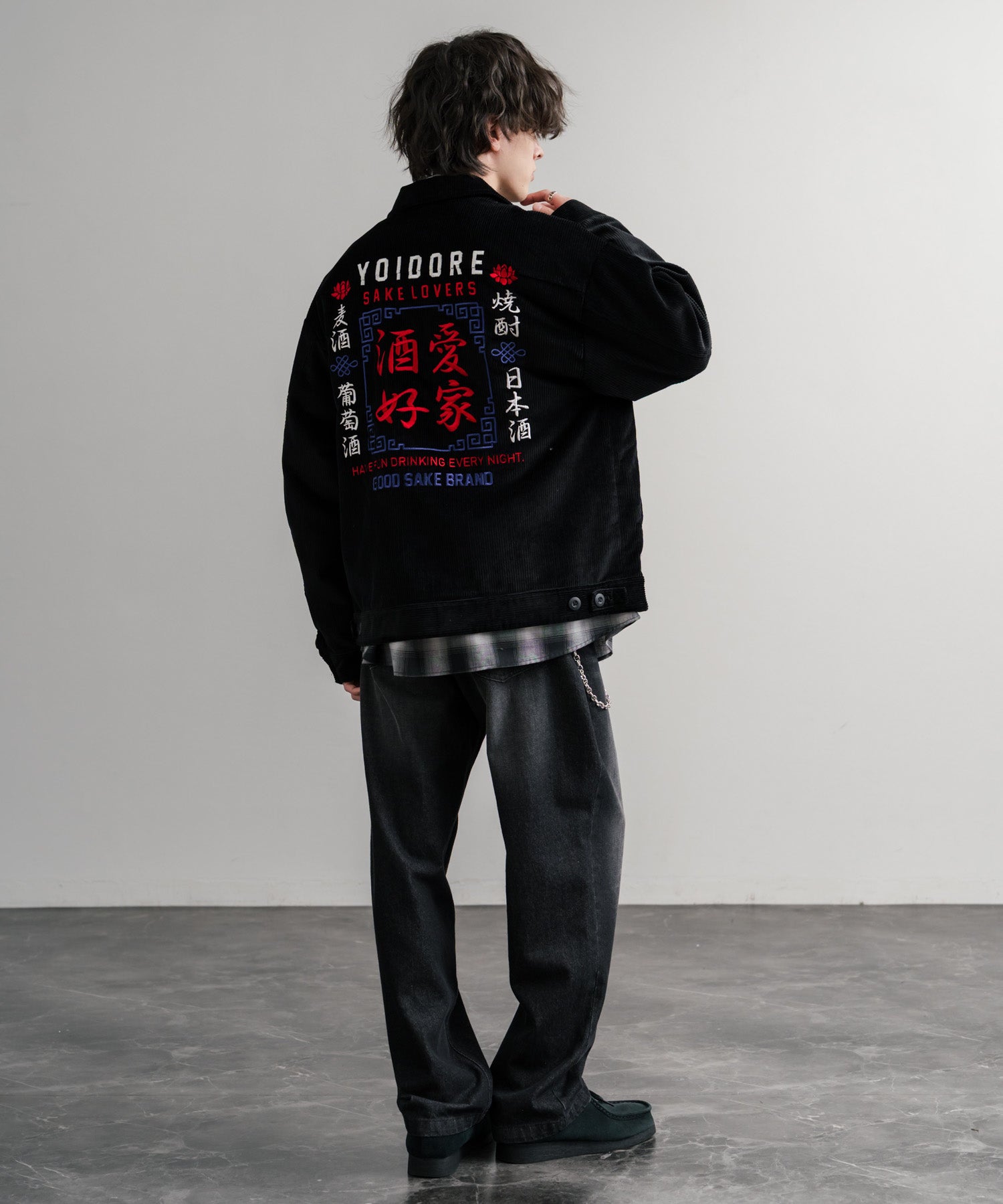 YOIDORE 酔いどれ 酒愛好家刺繍オーバーサイズコーデュロイジャケット 14891