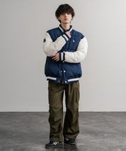 U.S. POLO ASSN. ユーエスポロアッスン PADDED VARSITY JACKET オーバーサイズワンポイントロゴ刺繍中綿スタジャン / 配色切替パデッドジャケット 14894