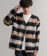 Upscape Audience アップスケープオーディエンス 日本製 国産 ECOLANA オーバーサイズシャギーチェックノーカラージャケット AUD7339 14897