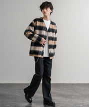 Upscape Audience アップスケープオーディエンス 日本製 国産 ECOLANA オーバーサイズシャギーチェックノーカラージャケット AUD7339 14897