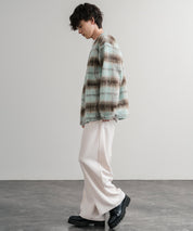 Upscape Audience アップスケープオーディエンス 日本製 国産 ECOLANA オーバーサイズシャギーチェックノーカラージャケット AUD7339 14897