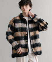 Upscape Audience アップスケープオーディエンス 日本製 国産 ECOLANAシャギーチェックスタンドオーバージャケット AUD7340 14898