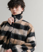 Upscape Audience アップスケープオーディエンス 日本製 国産 ECOLANAシャギーチェックスタンドオーバージャケット AUD7340 14898