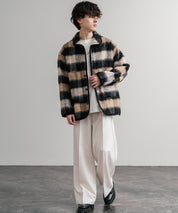 Upscape Audience アップスケープオーディエンス 日本製 国産 ECOLANAシャギーチェックスタンドオーバージャケット AUD7340 14898