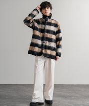 Upscape Audience アップスケープオーディエンス 日本製 国産 ECOLANAシャギーチェックスタンドオーバージャケット AUD7340 14898