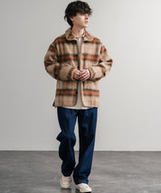 Upscape Audience アップスケープオーディエンス 日本製 国産 ECOLANAシャギーチェックスタンドオーバージャケット AUD7340 14898