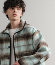 Upscape Audience アップスケープオーディエンス 日本製 国産 ECOLANAシャギーチェックスタンドオーバージャケット AUD7340 14898