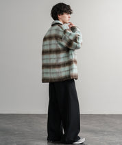 Upscape Audience アップスケープオーディエンス 日本製 国産 ECOLANAシャギーチェックスタンドオーバージャケット AUD7340 14898