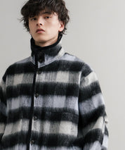 Upscape Audience アップスケープオーディエンス 日本製 国産 ECOLANAシャギーチェックスタンドオーバージャケット AUD7340 14898