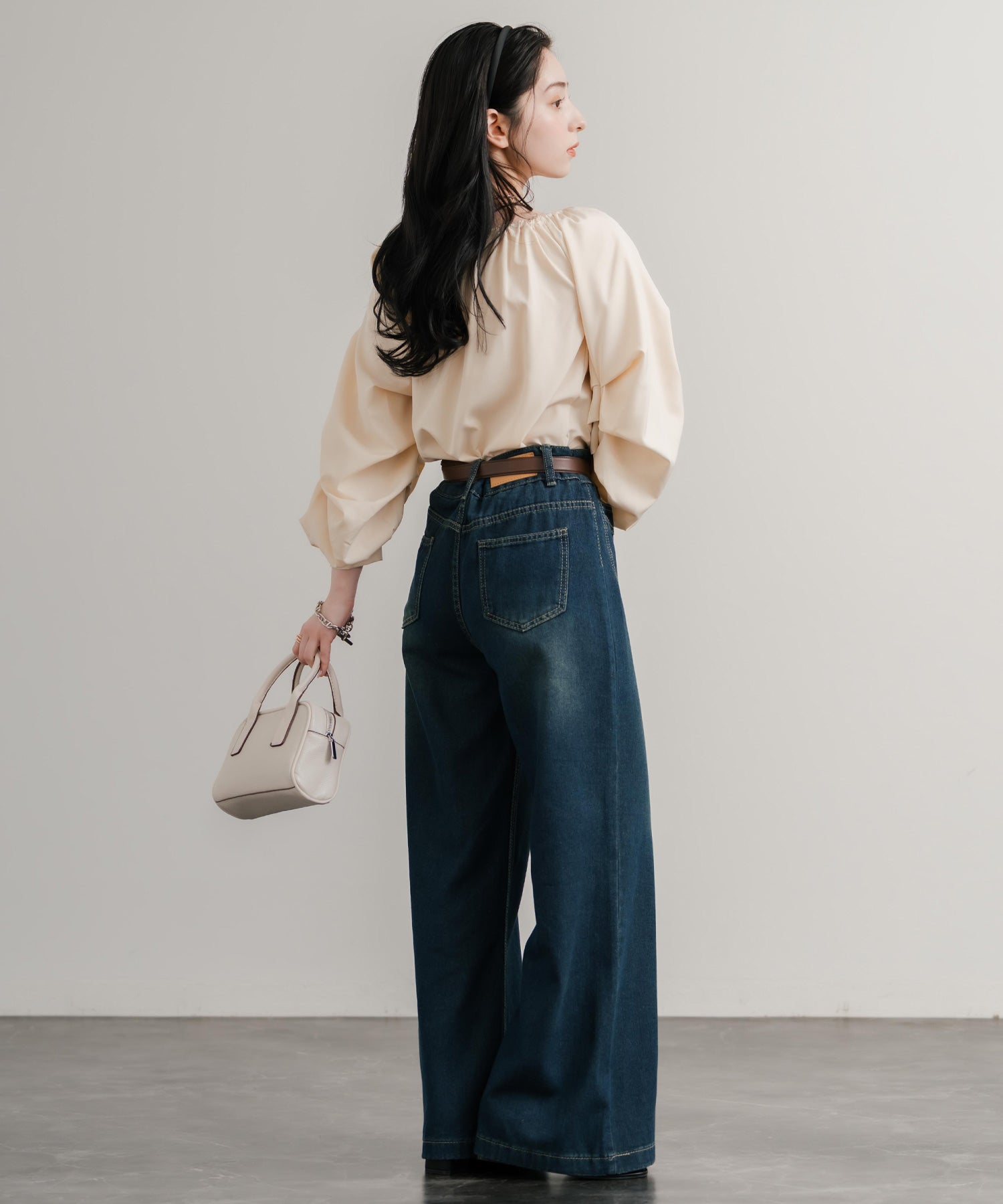 ルーズシルエットハイウエストワイドストレートデニムパンツ 14914