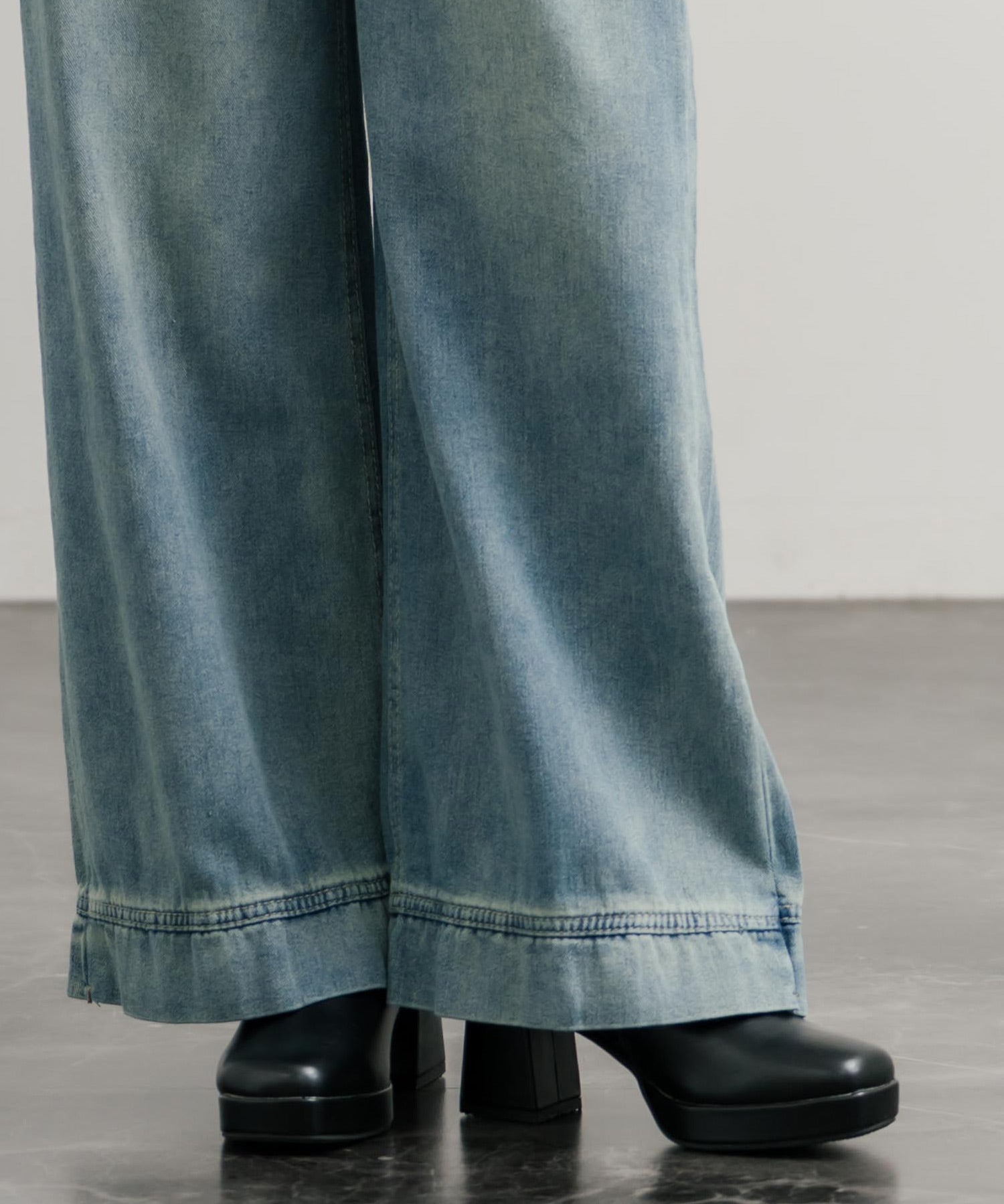 ルーズシルエットハイウエストワイドストレートデニムパンツ	14915