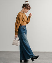 ルーズシルエットハイウエストワイドストレートデニムパンツ	14915