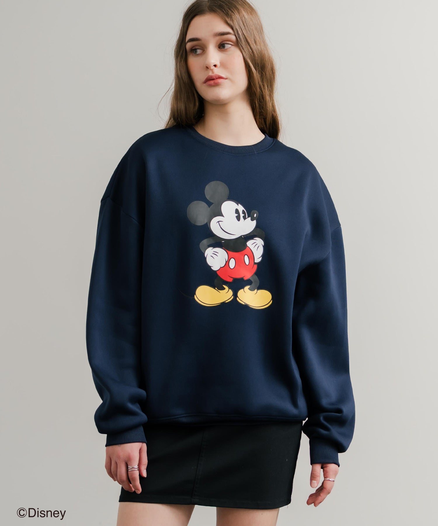 Disney ディズニー MICKEY MOUSE オーバーサイズ ミッキーマウスプリント裏起毛スウェットトレーナー	14939