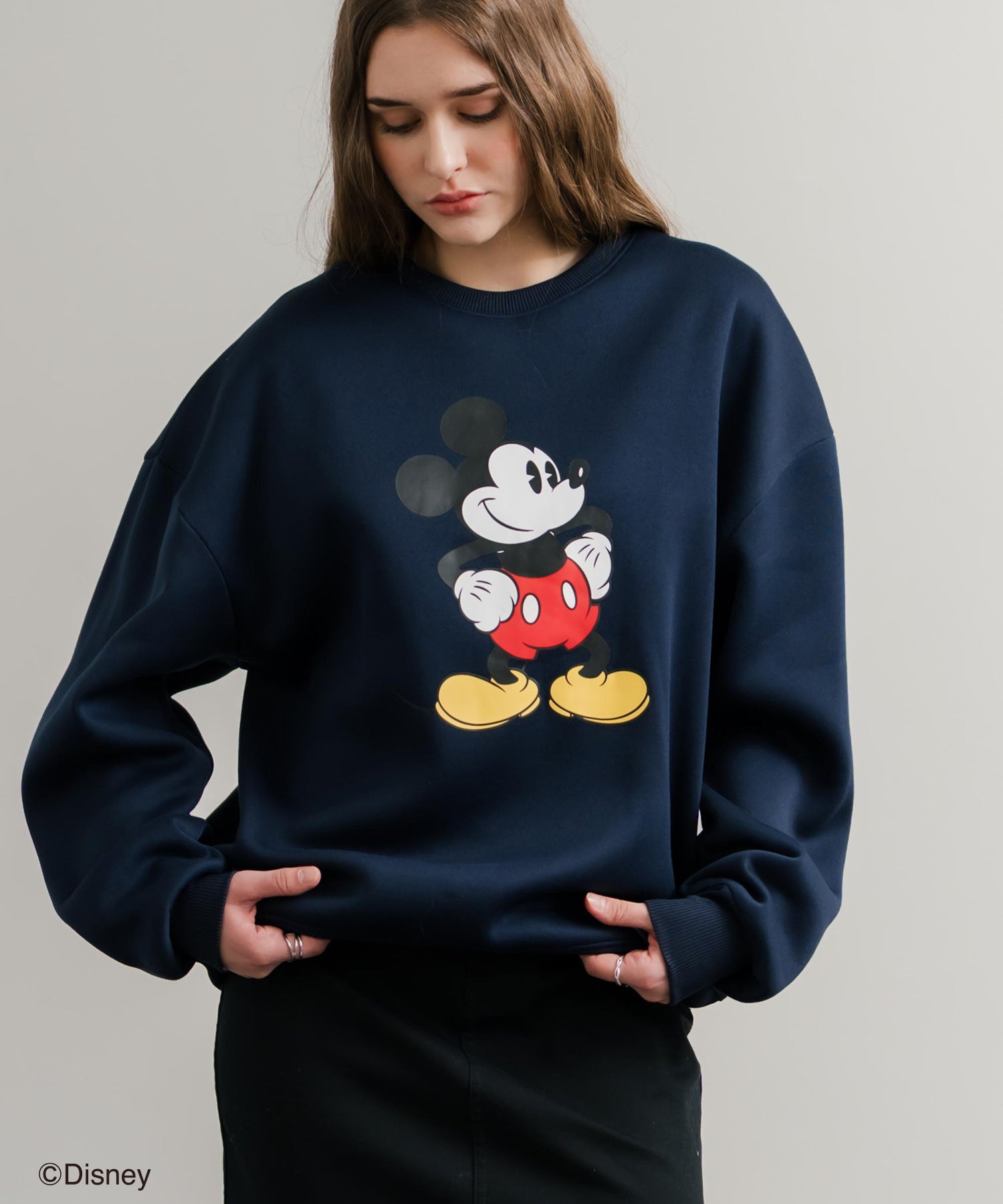 Disney ディズニー MICKEY MOUSE オーバーサイズ ミッキーマウスプリント裏起毛スウェットトレーナー	14939