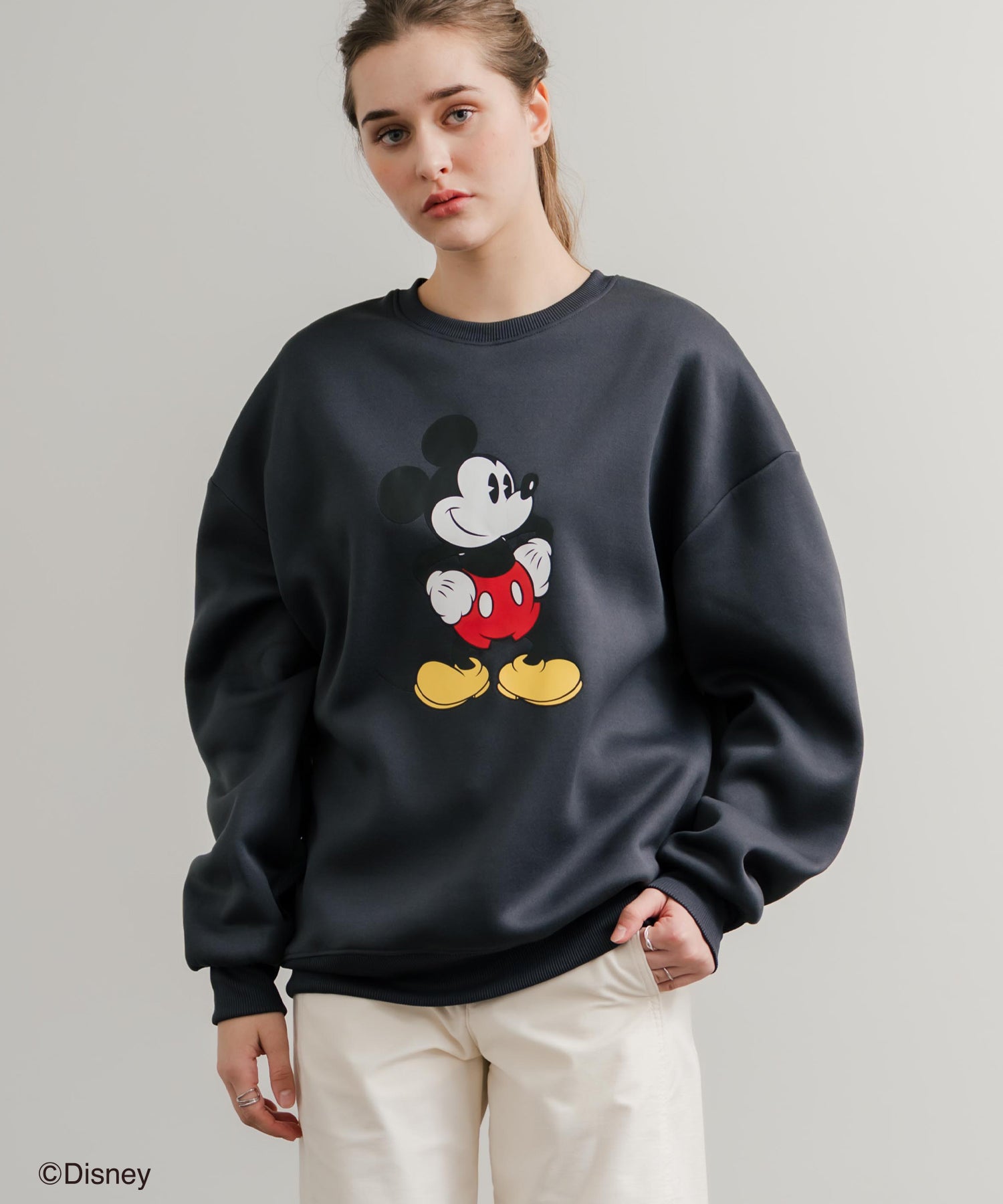 Disney ディズニー MICKEY MOUSE オーバーサイズ ミッキーマウスプリント裏起毛スウェットトレーナー	14939