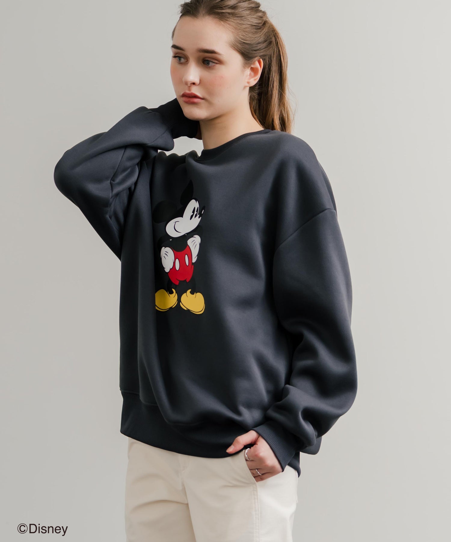 Disney ディズニー MICKEY MOUSE オーバーサイズ ミッキーマウスプリント裏起毛スウェットトレーナー	14939