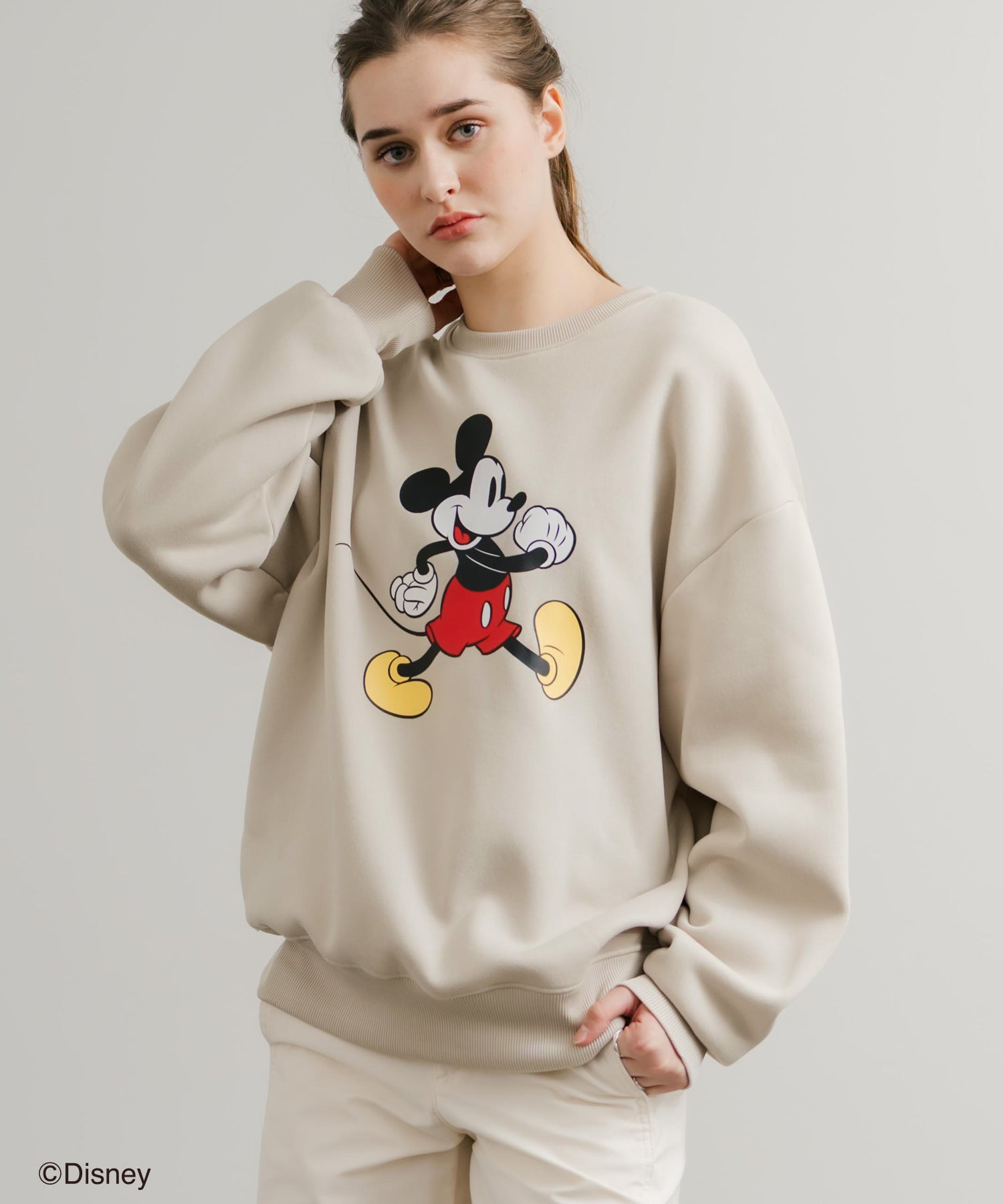 Disney ディズニー MICKEY MOUSE オーバーサイズ ミッキーマウスプリント裏起毛スウェットトレーナー	14939