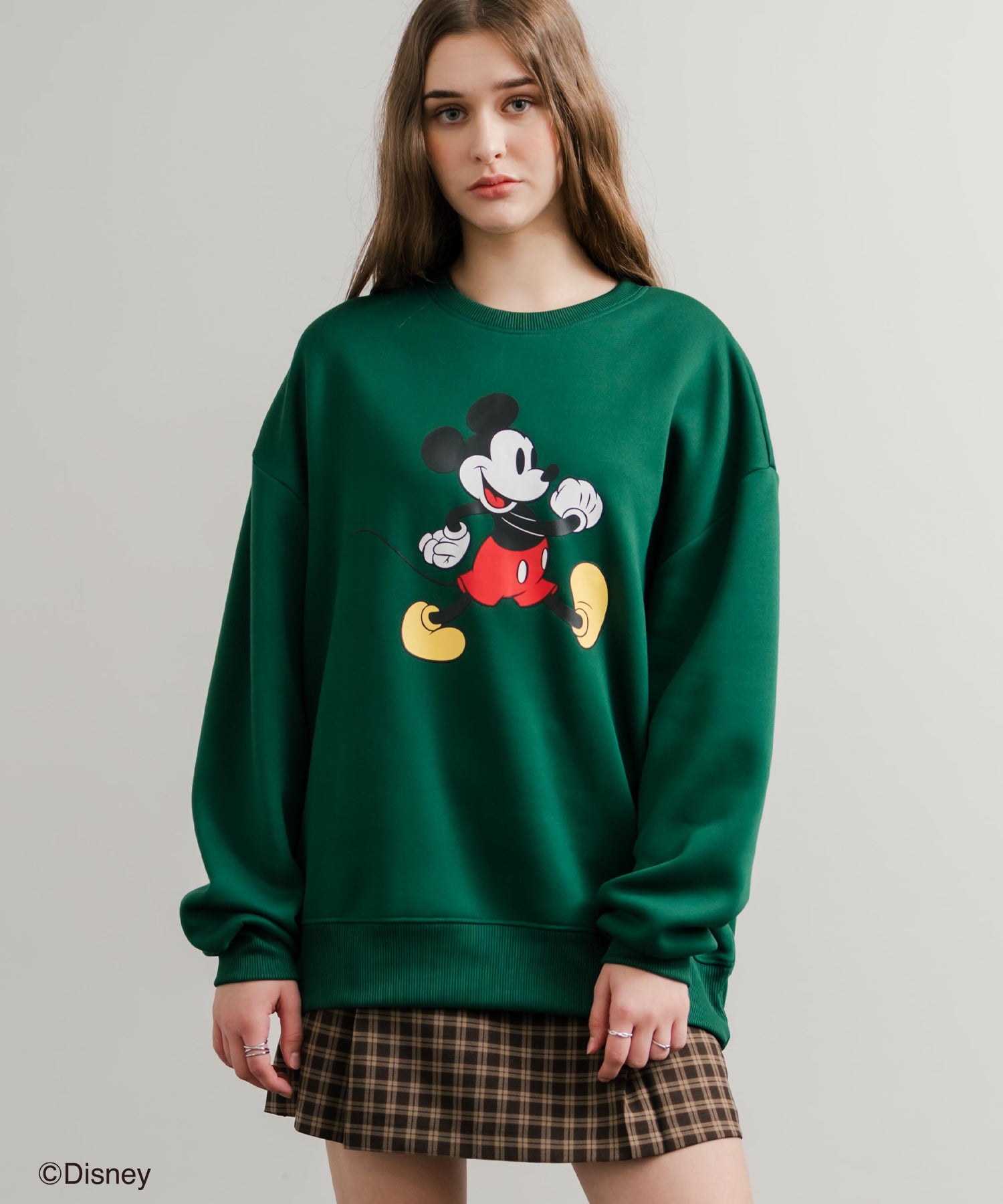 Disney ディズニー MICKEY MOUSE オーバーサイズ ミッキーマウスプリント裏起毛スウェットトレーナー	14939