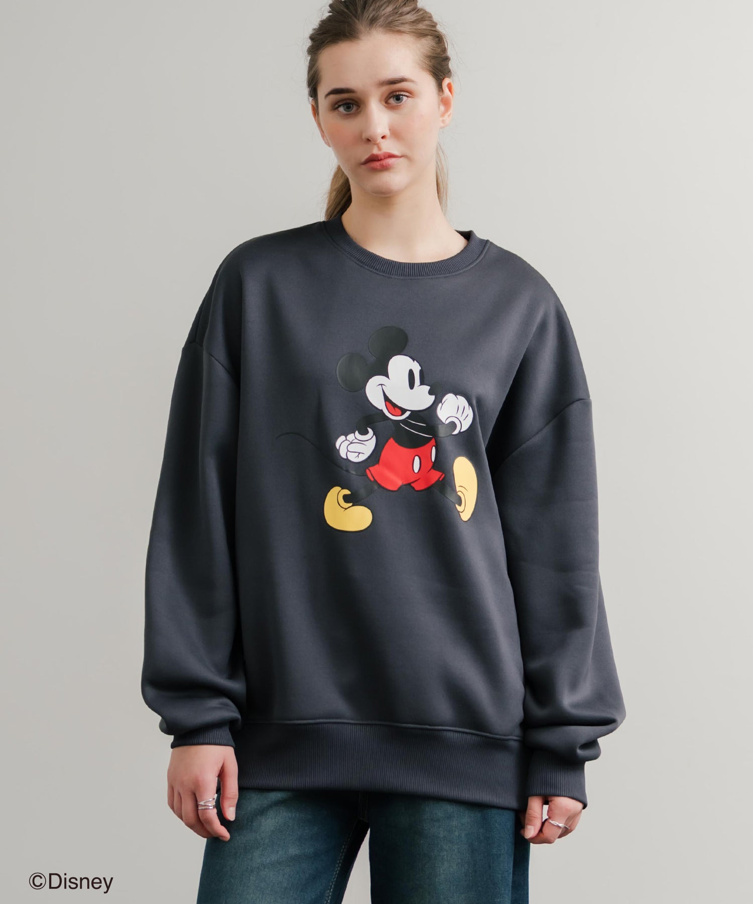 Disney ディズニー MICKEY MOUSE オーバーサイズ ミッキーマウスプリント裏起毛スウェットトレーナー	14939