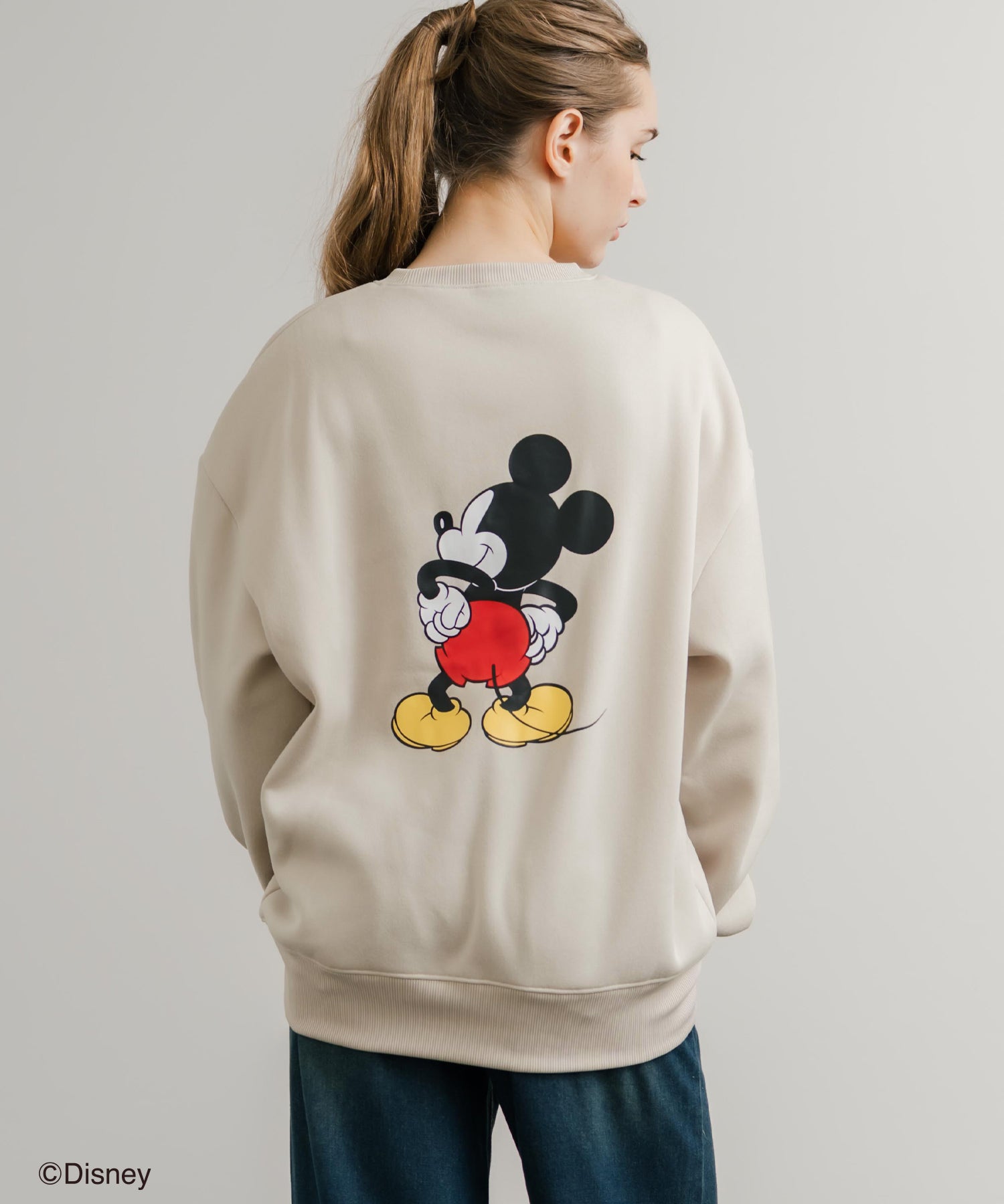 Disney ディズニー MICKEY MOUSE オーバーサイズ ミッキーマウスプリント裏起毛スウェットトレーナー	14939