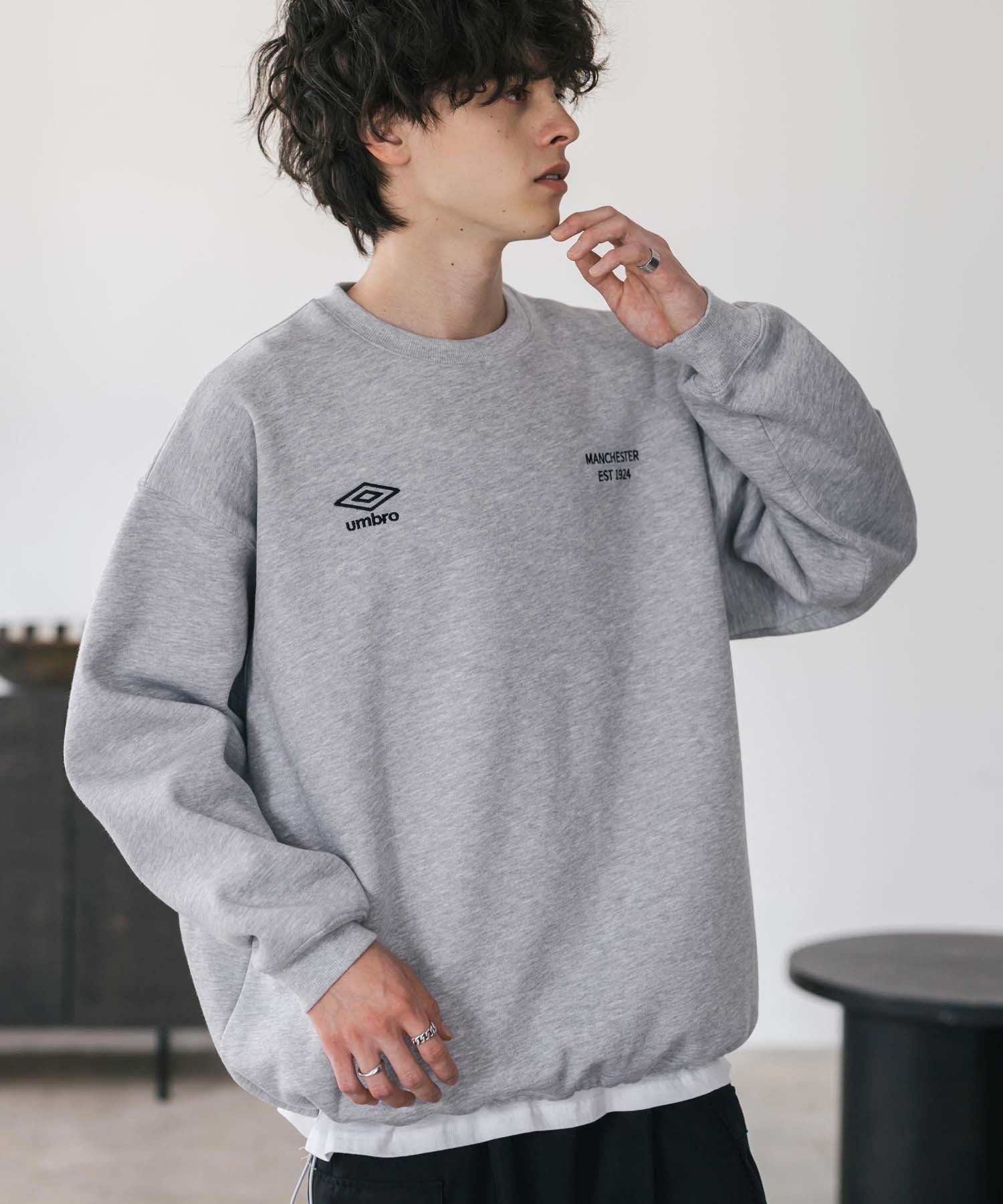 UMBRO 別注コラボオーバーサイズ裏起毛ロゴ刺繍ドロストスウェット 14941